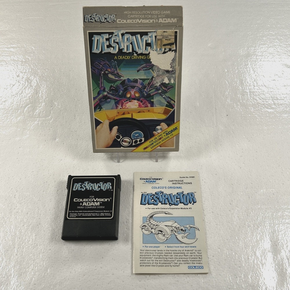 Vintage Destructor ColecoVision Complete in Box Game-Tested & Working 80's